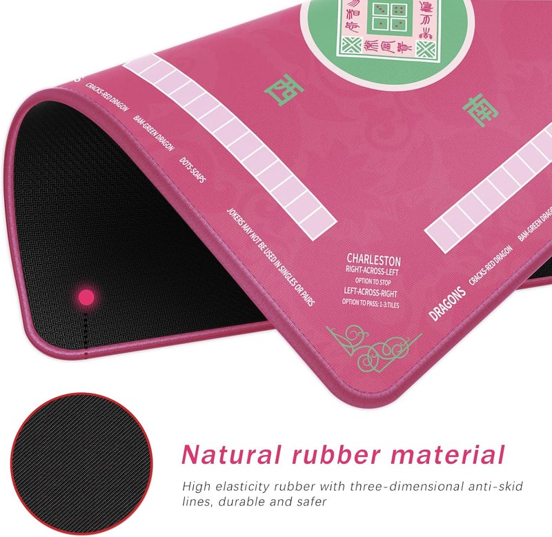 2F22E Mahjong Mat, Noise Reduction Non-Slip Mahjong Mat for Table, 32.4 * 32.4 Inch Mahjong Table Mat for Poker, Board Games Table Mat, Card Games, Tile Games, Dominoes (Pink) - Image 2